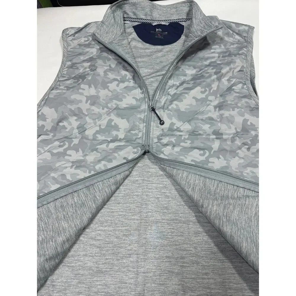 Southern Tide gray vest dual zippers size xl camo print